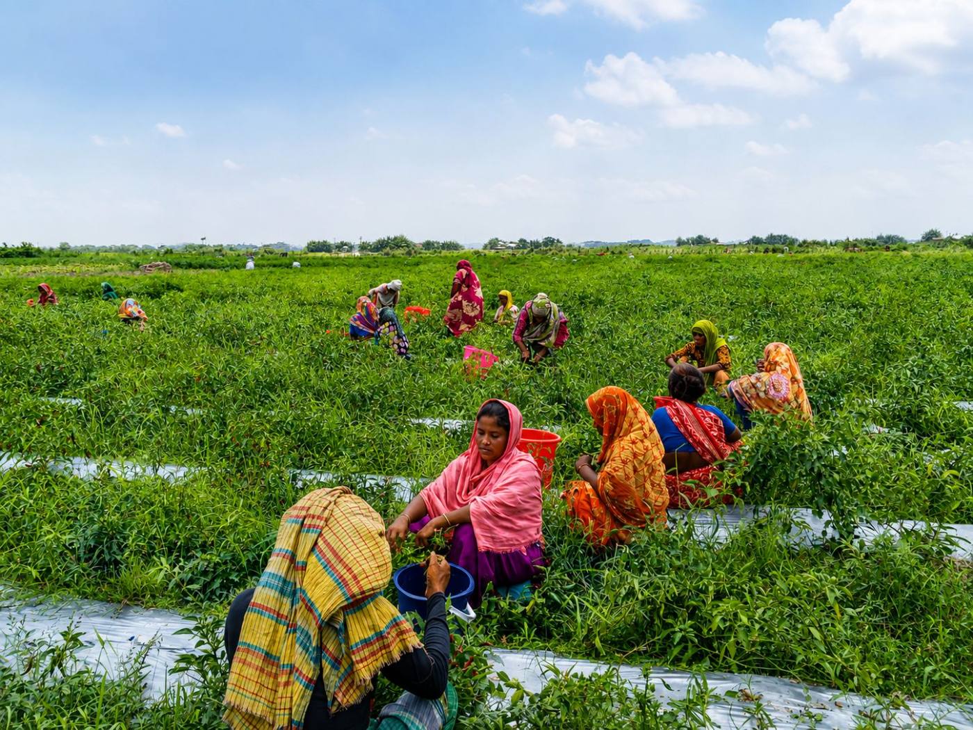Farmer harvesting in the field